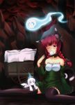  animal_ears bare_shoulders bell black_legwear black_thighhighs bow braid breasts cat_ears cat_tail choker cleavage hair_bow halo kaenbyou_rin kou512a multiple_tails red_eyes red_hair redhead rock short_hair sitting tail thigh-highs thighhighs touhou twin_braids wings zombie_fairy 