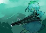  blue_hair catysummer energy_gun forest gun halo halo_(game) kawashiro_nitori nature pocket pockets rifle sniper_rifle touhou weapon 