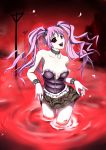  belt black_sclera blood collar jewelry navel open_mouth ring shiki shimizu_megumi skirt twintails 