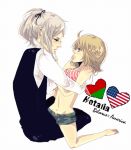  america_(hetalia) axis_powers_hetalia belarus_(hetalia) genderswap ponytail 