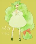  dress green_eyes green_hair hair_bow l_hakase long_hair long_sleeves personification pokemon pokemon_(game) pokemon_black_and_white pokemon_bw reuniclus smile solo very_long_hair 