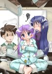  blue_eyes blue_hair buttons character_request gaketsu hiiragi_kagami long_hair lucky_star pajamas purple_hair 