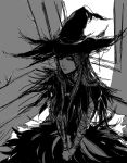  bandages demon&#039;s_souls demon's_souls hat long_hair monochrome sketch solo witch witch_hat yuria_the_witch 