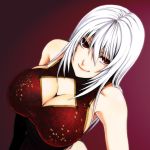  breasts chulain cleavage_cutout from_above large_breasts long_hair original red_eyes smile solo white_hair 