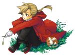  alphonse_elric blonde_hair cat fullmetal_alchemist male ponytail solo yellow_eyes 