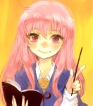  bad_id book louise_francoise_le_blanc_de_la_valliere pink_eyes pink_hair portrait smile wand zero_no_tsukaima 