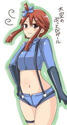  fuuro_(pokemon) gloves gym_leader hair_ornament midriff navel pokemon pokemon_(game) pokemon_black_and_white pokemon_bw red_hair redhead rock_heart shorts 