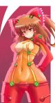  bow brown_hair cosplay evangelion:_2.0_you_can_(not)_advance hair_bow hakurei_reimu long_hair navel neon_genesis_evangelion plugsuit rebuild_of_evangelion red_eyes shikinami_asuka_langley shikinami_asuka_langley_(cosplay) smile solo souryuu_asuka_langley souryuu_asuka_langley_(cosplay) sumapan test_plugsuit touhou 