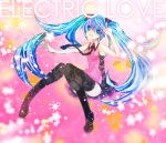  bad_id blue_eyes blue_hair duca electric_love_(vocaloid) hatsune_miku legs long_hair necktie open_mouth sitting solo sparkle thigh-highs thighhighs twintails very_long_hair vocaloid 