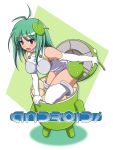  android android-tan blue_eyes breasts green_hair highres kemeko_deluxe os parody personification robo solo vfenster 
