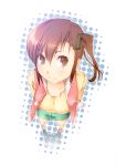  brown_eyes brown_hair from_above futami_mami halftone halftone_background idolmaster idolmaster_2 long_hair ovo perspective side_ponytail solo 