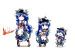  chibi food fruit hat hinanawi_tenshi keystone long_hair nyoron_(fudegatana) okisimo peach red_eyes shide shimenawa sword sword_of_hisou touhou weapon 