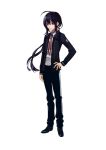  1boy ahoge alternate_costume artist_request full_body hand_on_hip highres long_hair male_focus namazuo_toushirou official_art payot purple_hair simple_background solo standing touken_ranbu transparent_background very_long_hair violet_eyes 