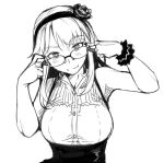  1girl glasses long_hair looking_at_viewer monochrome simple_background smile solo tsuda_nanafushi white_background 