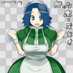  blue_hair female maid maid_headdress mei_(teriyaki) original short_hair solo teriyaki 