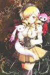  beret blonde_hair charlotte_(madoka_magica) corset drill_hair en_la_festa finger_to_mouth hat kyubey light_smile magical_girl mahou_shoujo_madoka_magica star thigh-highs thighhighs tomoe_mami twin_drills yellow_eyes zettai_ryouiki 