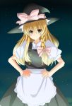  apron blonde_hair hands_on_hips hat kirisame_marisa short_sleeves solo touhou witch_hat yoshida_(pixiv) 