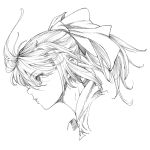  bow face fate/stay_night fate/unlimited_codes fate_(series) graphite_(medium) hair_bow head highres monochrome ponytail saber saber_lily sketch solo traditional_media urabecat 