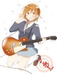  brown_eyes brown_hair confetti guitar hirasawa_yui instrument k-on! legs school_uniform short_hair yoshioka_mitsuko 