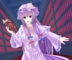  book bow breasts crescent_moon hat library long_hair nagatani_sen patchouli_knowledge purple_hair ribbon solo touhou violet_eyes voile 