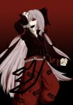  alternate_color black_sclera clenched_hand dark_persona fang fist fujiwara_no_mokou hand_on_face hand_on_own_face one-eyed open_mouth red solo tm3452 touhou 