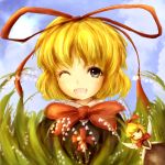  bad_id blonde_hair bow fairy flower hair_ribbon lily_of_the_valley medicine_melancholy ribbon su-san touhou wings 