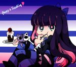  blue_eyes cake cat eating food fork honekoneko_(psg) long_hair multicolored_hair official_style panty_&amp;_stocking_with_garterbelt plate stocking_(character) stocking_(psg) striped striped_legwear striped_thighhighs stuffed_animal stuffed_toy thigh-highs thighhighs two-tone_hair 