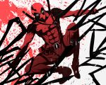  abs deadpool male marvel monochrome muscle pizaya red s_tanly solo sword weapon 