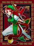  braid china_dress chinese_clothes green_eyes hat hong_meiling long_hair ranchuu red_hair redhead solo three_section_staff touhou twin_braids weapon 