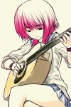  angel_beats! asterisk_(artist) guitar instrument iwasawa red_eyes red_hair redhead school_uniform serafuku short_hair sleeves_rolled_up wristband 