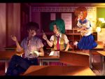  higurashi_no_naku_koro_ni maebara_keiichi mutsuki_(moonknives) ryuuguu_rena school school_uniform sonozaki_mion wallpaper 