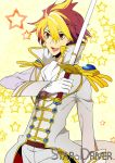  coat long_sleeves male multicolored_hair simple_background solo star star_driver sword tsunashi_takuto weapon 