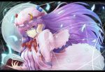  bow crescent crescent_moon full_moon hair_bow hat llowoll long_hair moon patchouli_knowledge purple_eyes purple_hair solo touhou violet_eyes 