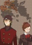  aragaki_shinjirou beanie blush brown_hair couple female_protagonist_(persona_3) headphones p3p persona persona_3 persona_3_portable school_uniform shin_megami_tensei 