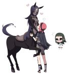  animal_ears blush breasts cape centaur dark_skin highres jealous mono monster_girl personification pink_hair saddle sandals shadow_of_the_colossus tensugi_takashi violet_hair wander 
