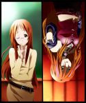  \m/ brown_hair death_devil dual_persona glasses hatasuke highlights k-on! lipstick long_hair smile upside-down wink yamanaka_sawako 