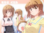  brown_eyes brown_hair long_hair mesousa momose_kurumi multiple_persona ovo pani_poni_dash! school_uniform short_hair waitress 