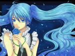  blue_eyes blue_hair blue_rose flower hatsune_miku long_hair nanami_ka_zu_sa nanami_kazusa petals rose solo thorns twintails very_long_hair vocaloid 