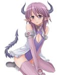  blush elbow_gloves gloves hasu_(hk_works) horns original pointy_ears purple_eyes purple_hair solo tail thigh-highs thighhighs violet_eyes 