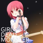  angel_beats! guitar hisane instrument iwasawa microphone microphone_stand red_eyes redhead school_uniform serafuku short_hair sleeves_rolled_up 