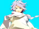  fubuki_shirou inazuma_eleven multicolored_eyes scarf simple_background smile solo trocco white_hair wind 