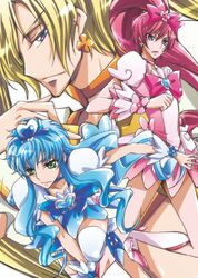  blonde_hair blue_dress blue_hair character_request code_geass cosplay cure_blossom cure_blossom_(cosplay) cure_marine cure_marine_(cosplay) cure_sunshine cure_sunshine_(cosplay) dress earrings eikichi_(hp001) green_eyes heartcatch_precure! jewelry kururugi_suzaku lelouch_lamperouge long_hair magical_girl multiple_boys open_mouth pink_dress pink_hair precure purple_eyes schneizel_el_britannia violet_eyes 