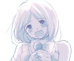  bow cute_&amp;_girly_(idolmaster) elbow_gloves face gloves hidaka_ai idolmaster idolmaster_dearly_stars microphone monochrome mu_(artist) nogoodlife open_mouth smile tears 