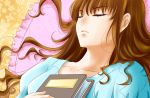  1girl book brown_hair fate/extra_ccc fate_(series) female_protagonist_(fate/extra) ivayno411 long_hair pillow sleeping solo 
