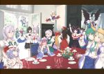  alice_margatroid animal_ears ayasaka bad_id blonde_hair blue_eyes blue_hair bow braid broom brown_hair bunny_ears cape carrying china_dress chinese_clothes cirno cuddling cup detached_sleeves everyone fighting_stance flower frills frog gap gendou_pose hair_bow hair_ribbon hakurei_reimu hands_clasped hat highres hinanawi_tenshi hong_meiling horn_ribbon horns ibuki_suika instrument izayoi_sakuya kirisame_marisa kochiya_sanae konpaku_youmu long_hair maid_headdress moriya_suwako multiple_girls nagae_iku onozuka_komachi patchouli_knowledge piano pillar pink_hair purple_hair red_eyes red_hair reisen_udongein_inaba reiuji_utsuho remilia_scarlet ribbon saigyouji_yuyuko saturday_night_fever scarlet_weather_rhapsody shameimaru_aya short_hair silver_eyes silver_hair snake teacup touhou touhou_hisoutensoku twin_braids twintails very_long_hair wings wrist_cuffs yakumo_yukari yellow_eyes 