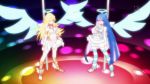  angel blonde_hair blue_hair bow cap hair_bow halo heart long_hair midriff multicolored_hair panty_&amp;_stocking_with_garterbelt panty_(character) pink_hair stocking_(character) striped striped_thighhighs thigh-highs watermark wings 