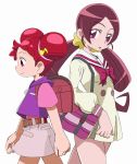  2girls color_connection company_connection crossover hanasaki_tsubomi harukaze_doremi heartcatch_precure! long_hair musical_note ojamajo_doremi pink_eyes pink_hair precure redhead school_uniform twintails 