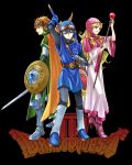  blonde_hair boots chainmail dragon_quest dragon_quest_ii gloves goggles goggles_on_head high_heels hinafuru hood long_hair prince_of_lorasia prince_of_samantoria princess_of_moonbrook purple_eyes shield shoes staff sword violet_eyes weapon 