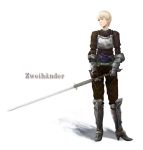  armor beato2528 blonde_hair boots breastplate german gloves original red_eyes short_hair solo sword weapon zweihander 