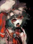  blood face finger_to_mouth hands lacquer oekaki open_mouth pale_skin red_eyes remilia_scarlet tongue touhou vampire 
